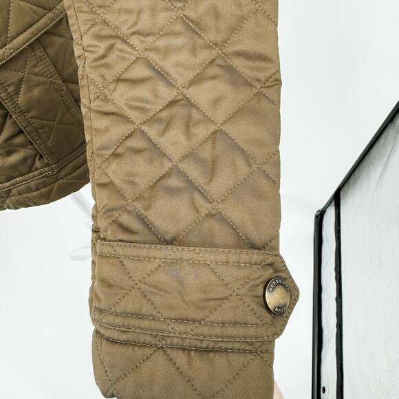 Burberry Quilted Coat Winter Down Finsbridge Plaid Jacket Check Olive Green XS - Picture 14 of 16